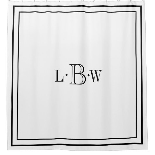 Rideaux De Douche Monogramme de bordure classique (Devant)