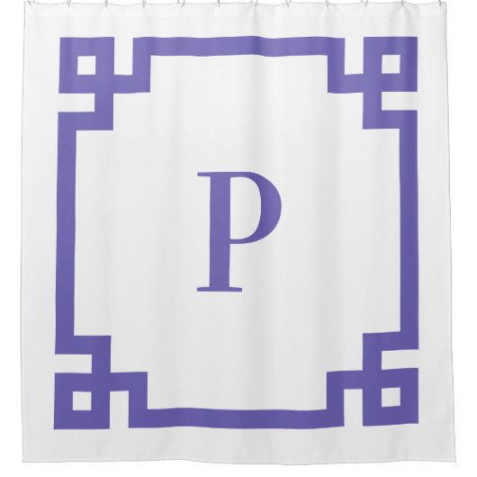Rideaux De Douche Monogramme de bordure gras clé grecque Periwinkle (Devant)