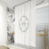 Rideaux De Douche Monogramme de couronne botanique de verdure de sab