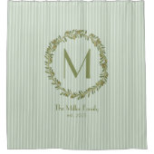 Rideaux De Douche Monogramme de couronne d'olive personnalisée (Devant)
