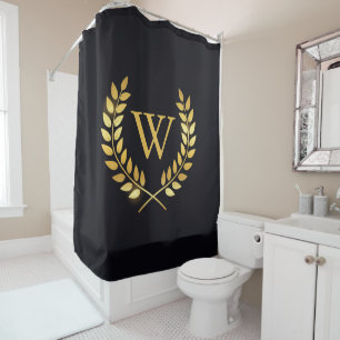 Rideaux De Douche Monogramme de couronne d'or Laurel