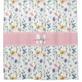 Rideaux De Douche Monogramme de fleur sauvage élégant (Devant)