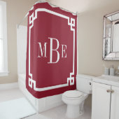 Rideaux De Douche Monogramme de frontière clé grecque Crimson (En situation)