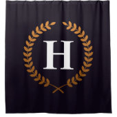 Rideaux De Douche Monogramme de Golden Laurel Wreath (Devant)