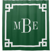 Rideaux De Douche Monogramme de la bordure de clé grecque verte Hunt (Devant)