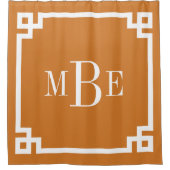 Rideaux De Douche Monogramme de la frontière clé grecque orange brûl (Devant)