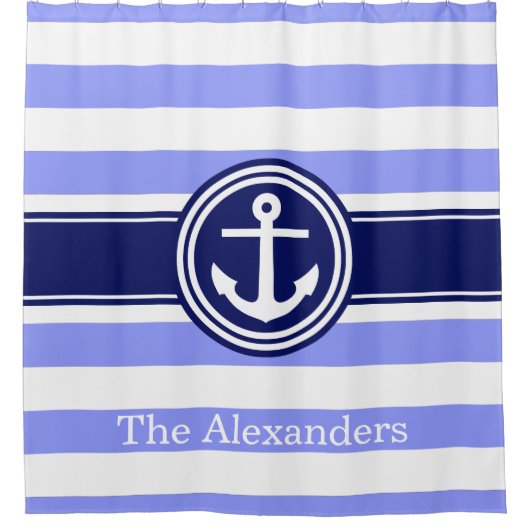 Rideaux De Douche Monogramme de l'Ancre de la bande de rugby bleu de (Devant)