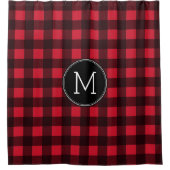 Rideaux De Douche Monogramme de Motif de buffle rouge et noir rustiq (Devant)