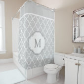 Rideaux De Douche Monogramme de Motif en mosaïque gris gris blanc (En situation)