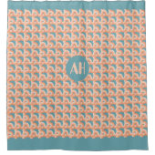 Rideaux De Douche Monogramme de noeud saumon et Turquoise (Devant)