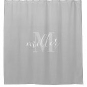 Rideaux De Douche Monogramme de nom de famille gris moderne (Devant)