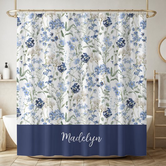 Rideaux De Douche Monogramme de nom de fleur sauvage à l'aquarelle b