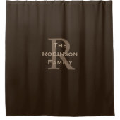 Rideaux De Douche Monogramme de nom marron et beige (Devant)