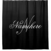 Rideaux De Douche Monogramme de nom noir et blanc personnalisé uniqu (Devant)