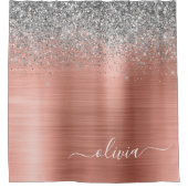 Rideaux De Douche Monogramme de Parties scintillant d'argent en méta (Devant)