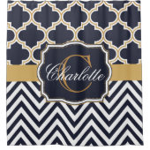Rideaux De Douche Monogramme de Quatrefol Chevron (Devant)