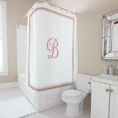 Rideaux De Douche Monogramme de script à double bordure or rose élég (En situation)