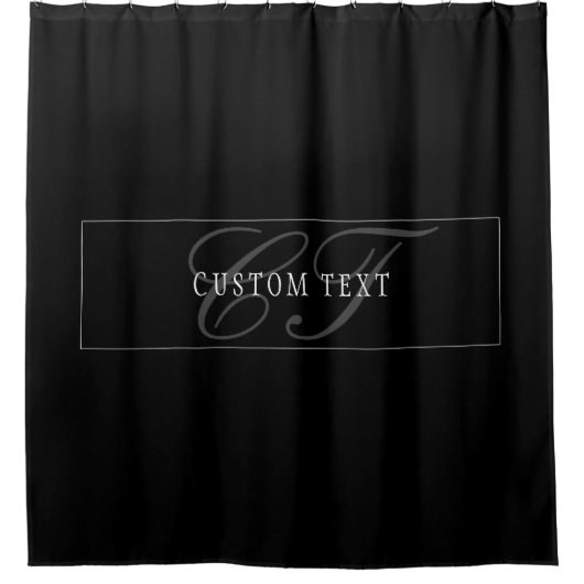 Rideaux De Douche Monogramme de script élégant modifiable noir gris (Devant)