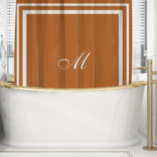 Rideaux De Douche Monogramme de script minimaliste Burnt Orange Ki