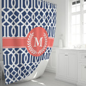 Rideaux De Douche Monogramme de treillis marocain de marine et de co
