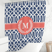 Rideaux De Douche Monogramme de treillis marocain de marine et de co
