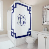 Rideaux De Douche Monogramme de vigne blanc do-it-yourself BG & cadr (En situation)