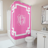 Rideaux De Douche Monogramme de vigne rose chaud do-it-yourself BG & (En situation)