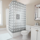 Rideaux De Douche Monogramme des cercles gris modernes (En situation)