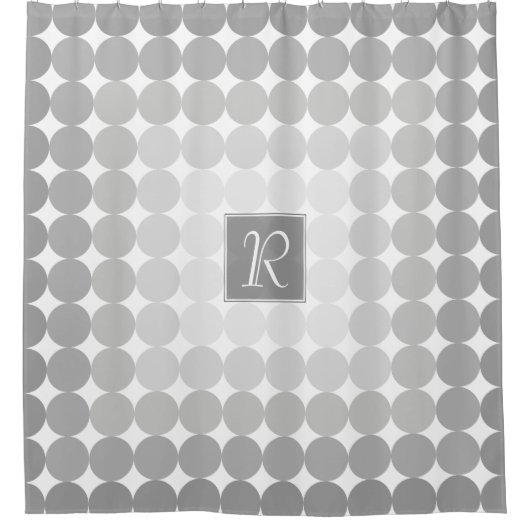 Rideaux De Douche Monogramme des cercles gris modernes (Devant)