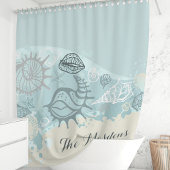 Rideaux De Douche Monogramme des coquillages et des plages de sable