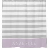 Rideaux De Douche Monogramme des rayures Lilac et Grey | Couleurs mo (Devant)