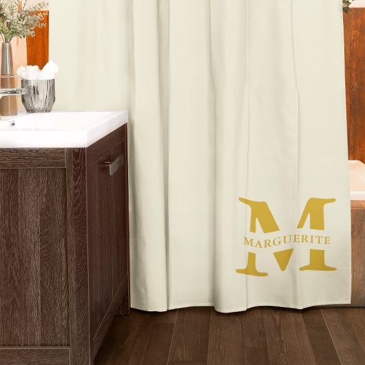 Rideaux De Douche Monogramme d'or beige neutre