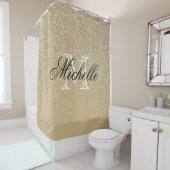 Rideaux De Douche Monogramme d'or de parties scintillantes (En situation)