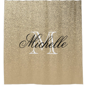 Rideaux De Douche Monogramme d'or de parties scintillantes