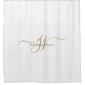 Rideaux De Douche Monogramme d'or noir Nom du script initial (Devant)