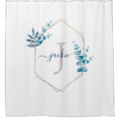 Rideaux De Douche Monogramme du cadre d'Eucalyptus à l'aquarelle de  (Devant)