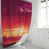 Rideaux De Douche Monogramme du coucher de soleil de l'océan tropica
