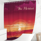 Rideaux De Douche Monogramme du coucher de soleil de l'océan tropica
