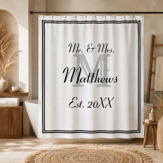 Rideaux De Douche Monogramme élégant de M. et Mme