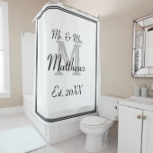 Rideaux De Douche Monogramme élégant de M. et Mme (En situation)