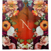 Rideaux De Douche Monogramme Elegant Floral Botanique Rustique Vinta (Devant)