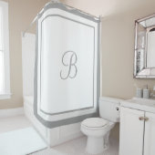 Rideaux De Douche Monogramme élégant gris bordure script (En situation)