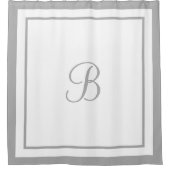 Rideaux De Douche Monogramme élégant gris bordure script (Devant)
