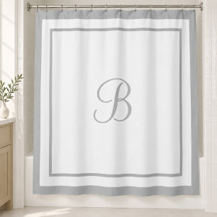 Rideaux De Douche Monogramme élégant gris bordure script