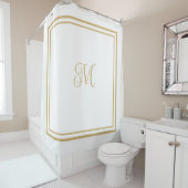 Rideaux De Douche Monogramme élégant or double bordure (En situation)