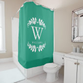 Rideaux De Douche Monogramme Emerald Green (En situation)