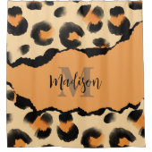 Rideaux De Douche Monogramme Empreinte de léopard mou (Devant)