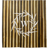 Rideaux De Douche Monogramme en bambou rustique Lignes verticales Mo (Devant)