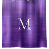 Rideaux De Douche Monogramme en métal brossé violet foncé (Devant)