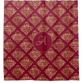 Rideaux De Douche Monogramme en or Damask Sur Bourgogne (Devant)